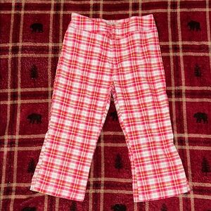 Pink and white plaid capris